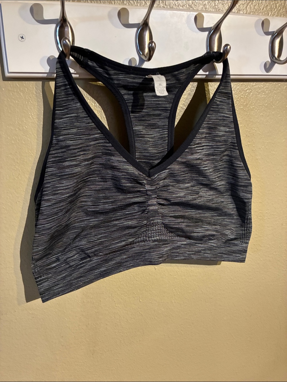 Ideology Heathered Black & Gray Racerback Sports Bralette